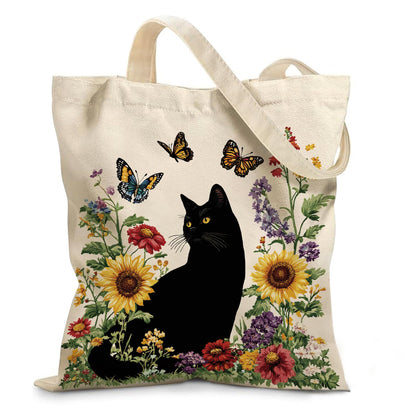 Aesthetic Canvas Tote Bag for Women - with Magnetic Snap Closure & Zipper Inner Pocket Reusable Bag for Shopping
