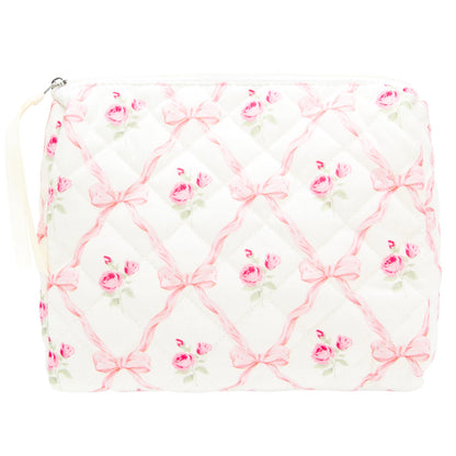 Quilted Makeup Bag for Women, Travel Cosmetic&Toiletry Bag,Gauze Heart