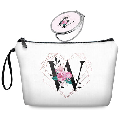 Initial G Bride Gifts for Women – Personalized Letter G Travel Makeup Bag Set with Mirror, Monogram G Cosmetic Pouch for Bridesmaid Maid of Honor Wedding Bridal Shower
