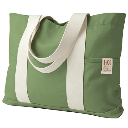 Large Reusable Grocery Bags with Pockets, Heavy Duty Canvas Tote.
