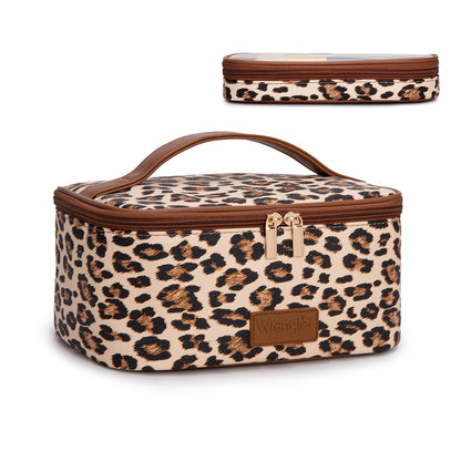 Wrangler Travel Makeup Bag 2pcs Set Cosmetic Bag with Makeup Brush Holder