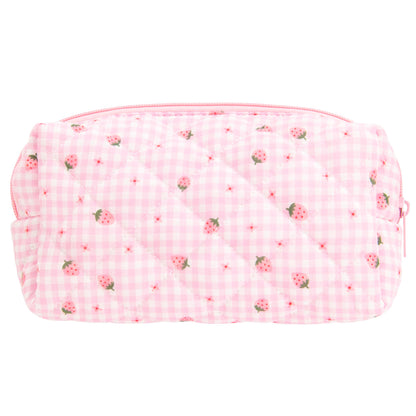 PAZIMIIK Small Quilted Makeup Bag,Zipper Cosmetic Pouch,Grey Floral