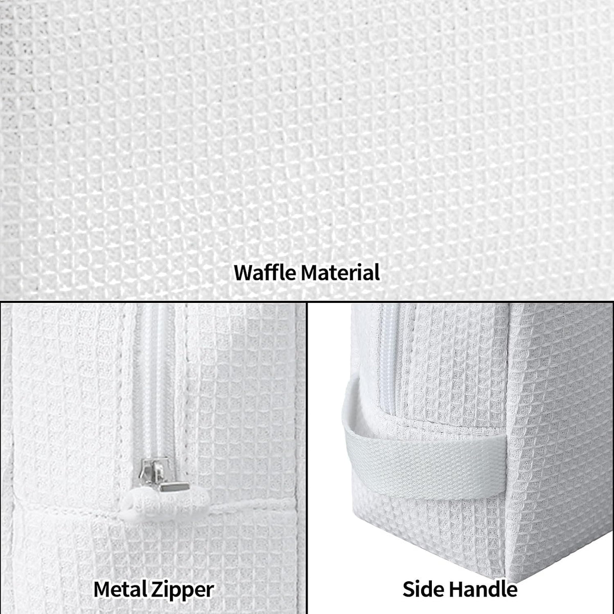 DYSHAYEN Small Waffle Makeup Bag for Travel, White