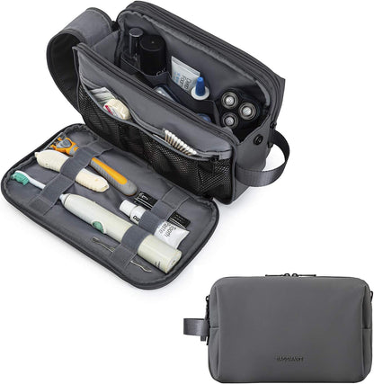 BAGSMART Toiletry Bag for Men, Travel Toiletry Organizer Dopp Kit Water-resistant Shaving Bag for Toiletries Accessories, Door Room Essentials,Grey-medium