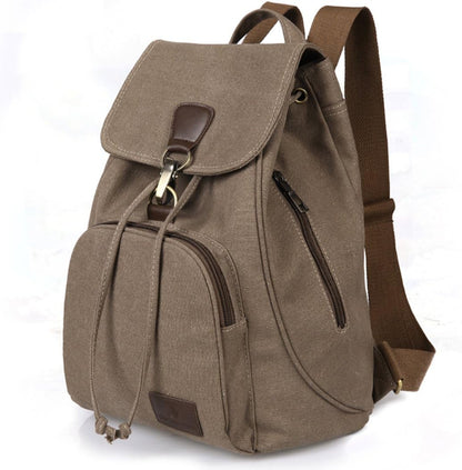 Small Canvas Backpack Purse for Women Casual Travel Daypack Coffee