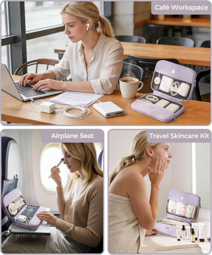 Preppy Makeup Bag, Rectangle Double Detachable Cosmetic Organizer, Clear Side Panel Portable Travel Pouches for In-Flight Essentials, Beauty & Tech Accessories, Gift for Women