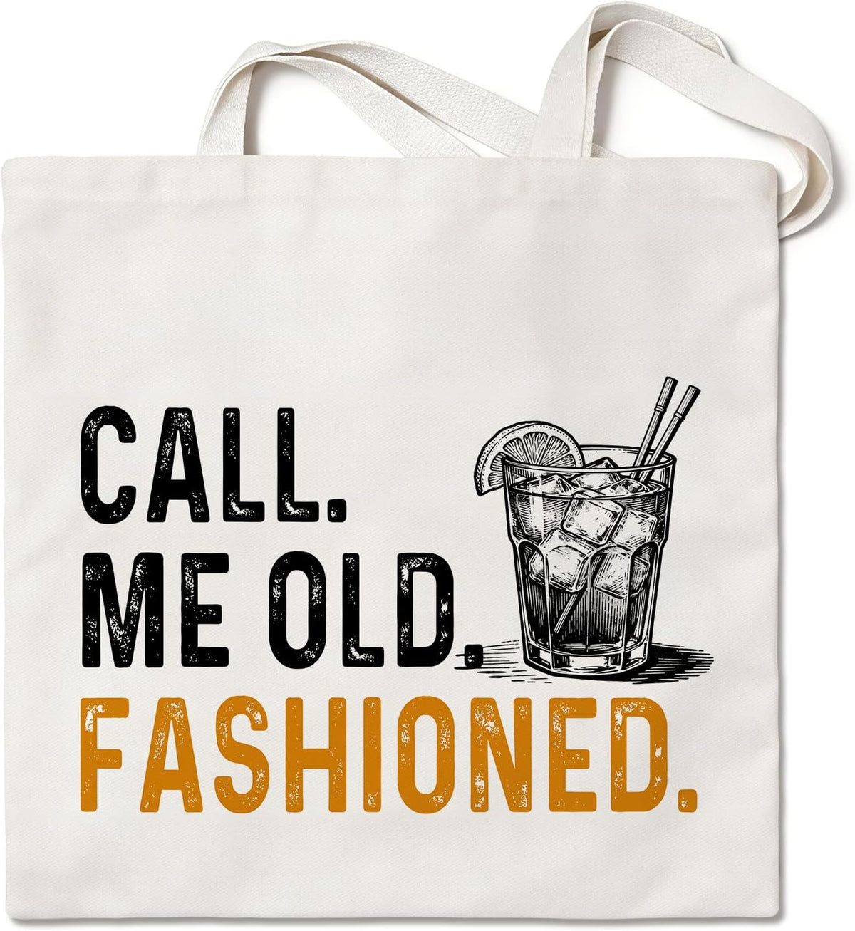 Old Fashioned Canvas Tote Bag, Funny Whiskey Gift for Men