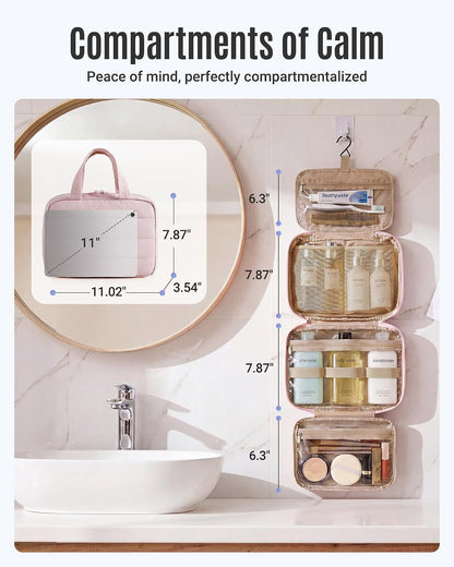 LIGHT FLIGHT Travel Toiletry Bag - Hanging Makeup Organizer for Women & Men