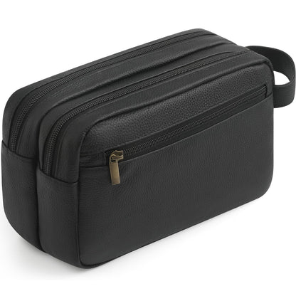 Genuine Leather Travel Toiletry Bag for Men Women, Cosmetic Makeup Bag Organizer Shaving Dopp Kit Travel Essential