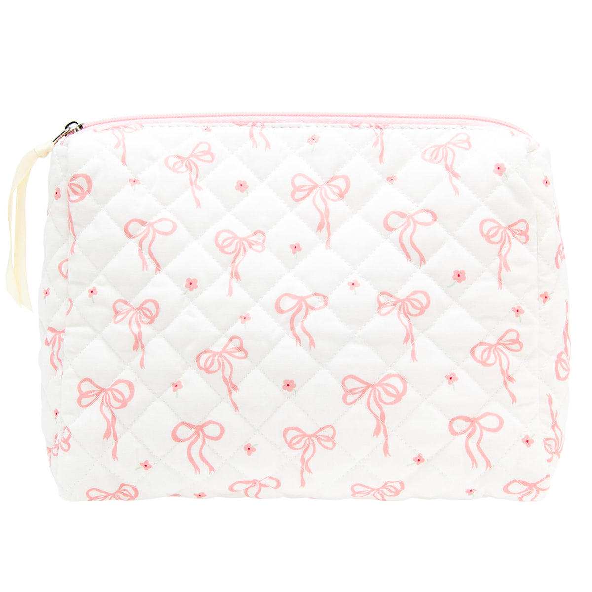 Quilted Makeup Bag for Women, Travel Cosmetic&Toiletry Bag,Gauze Heart