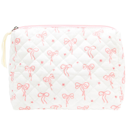 Quilted Makeup Bag for Women, Travel Cosmetic&Toiletry Bag,Gauze Heart