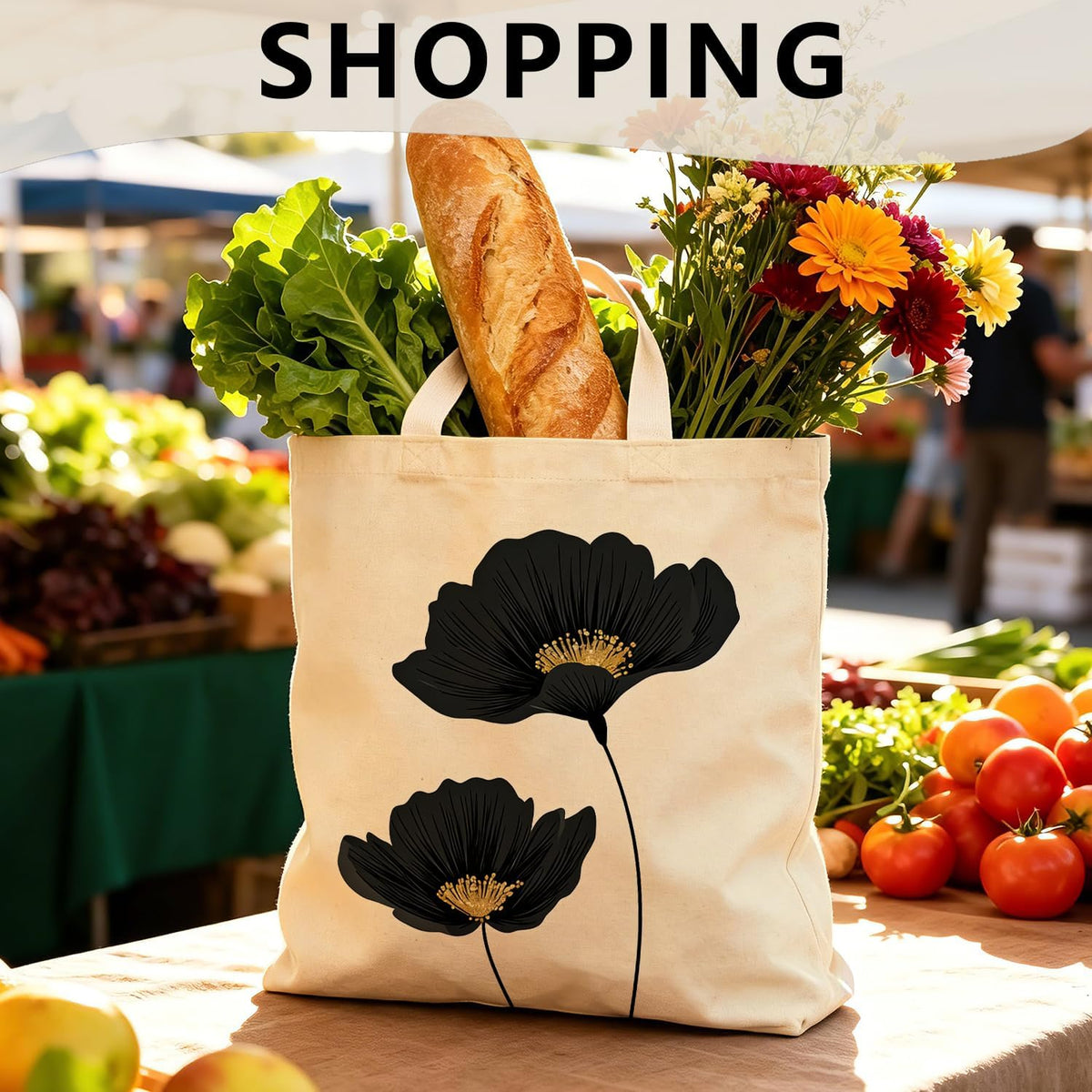 Vintage Floral Canvas Tote Bag