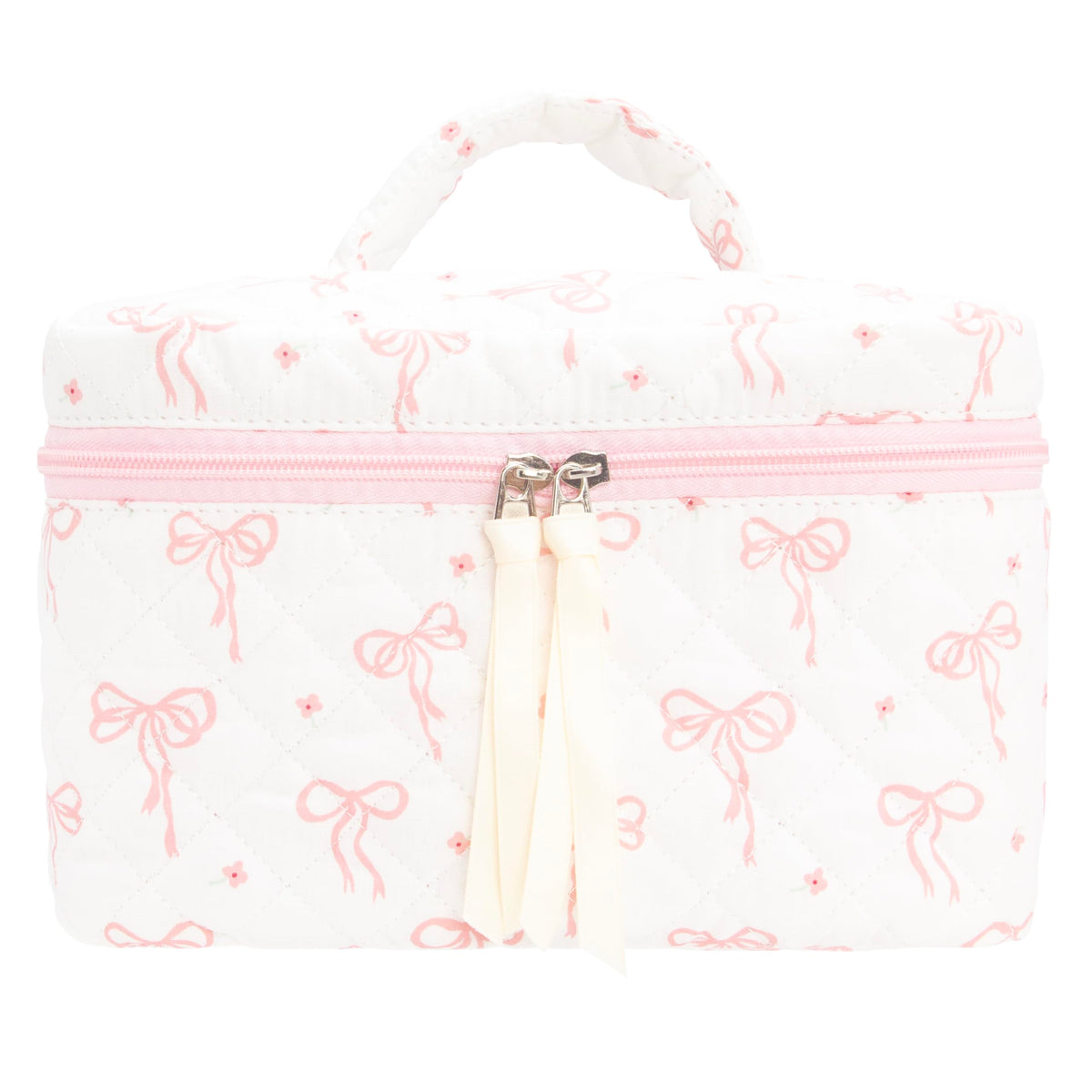 Quilted Makeup Bag for Women, Travel Cosmetic&Toiletry Bag,Gauze Heart