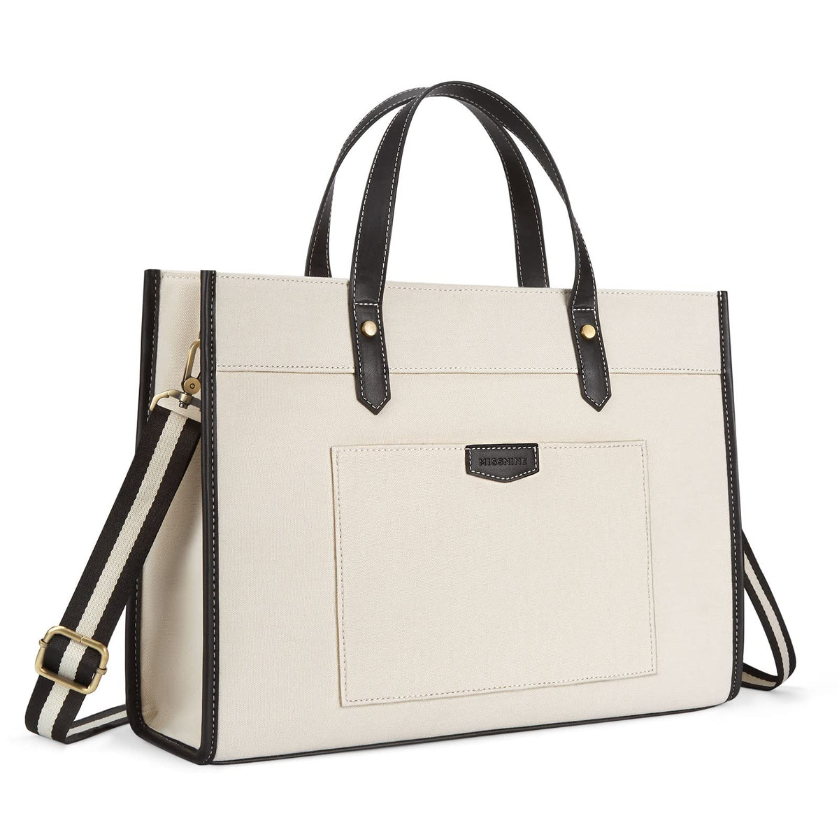 Missnine Laptop Tote Bag Canvas Laptop Bag 15.6 inch Work Shoulder Bags Casual Briefcase Handbag for Travel, Office, College
