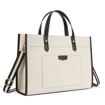 Missnine Laptop Tote Bag Canvas Laptop Bag 15.6 inch Work Shoulder Bags Casual Briefcase Handbag for Travel, Office, College