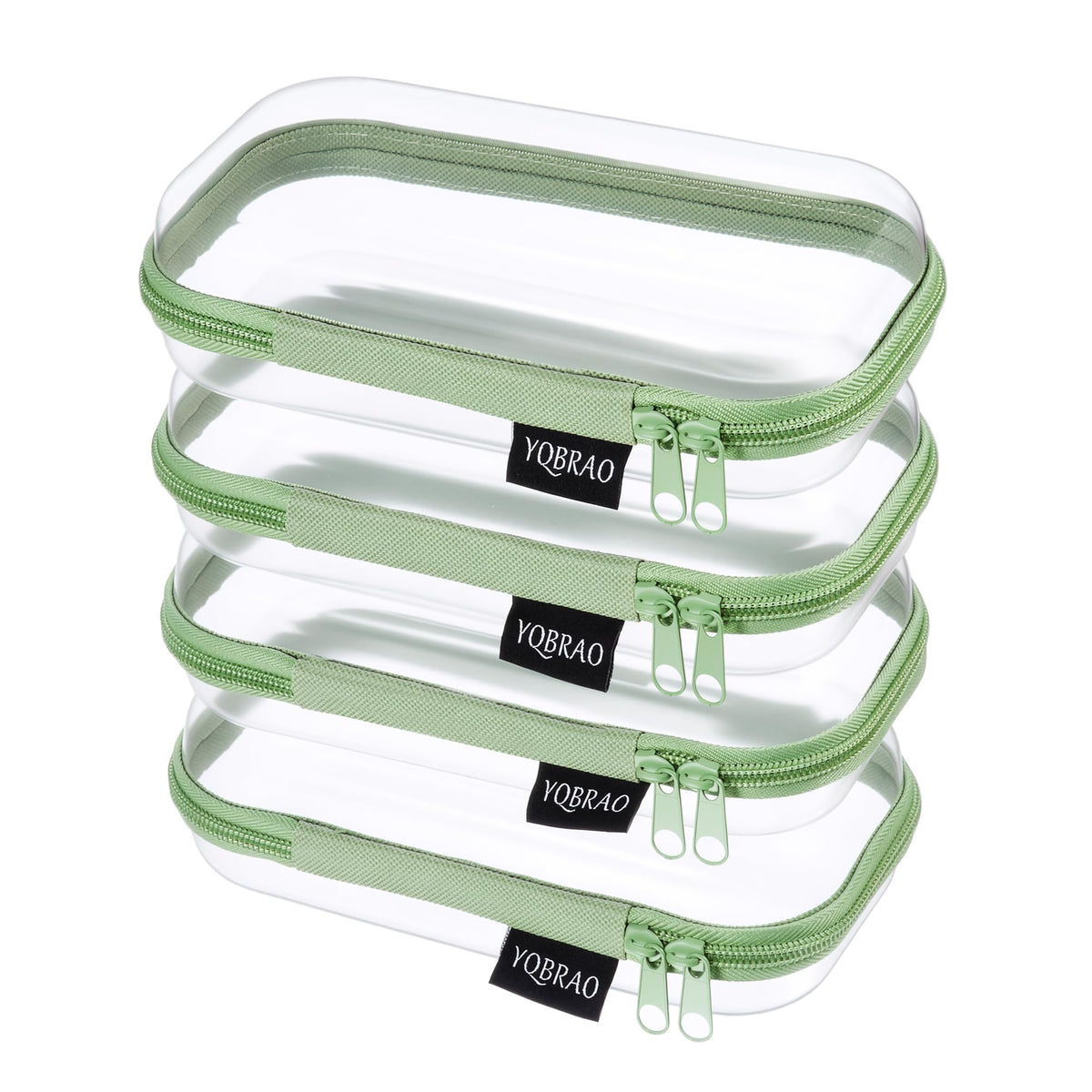 YQBRAO Clear Hard Shell Zipper Cases, Diaper Bag Organizer, 2L 2M 2S, White