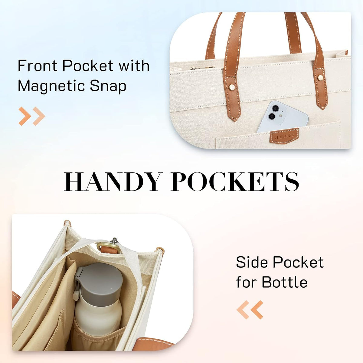 Missnine Laptop Tote Bag Canvas Laptop Bag 15.6 inch Work Shoulder Bags Casual Briefcase Handbag for Travel, Office, College