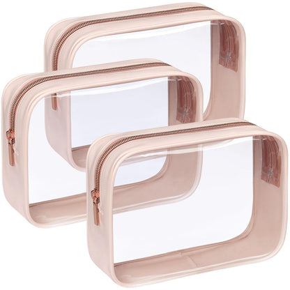 F-color TSA Approved Toiletry Bag - Clear Makeup Bag, 5 Pack, 5 Colors