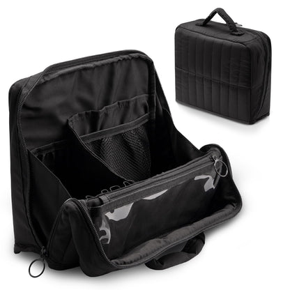 Abiudeng Standing Travel Makeup Bag Stand up Make up Bag Travel Toiletry Bag with Multiple Compartments Large Capacity for Women Business Trips Fitness and Daily Commutes (White)