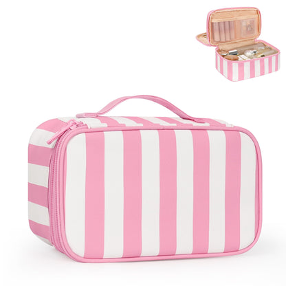 Relavel Travel Makeup Bag, Small Floral Cosmetic Bag with Handle for Trip