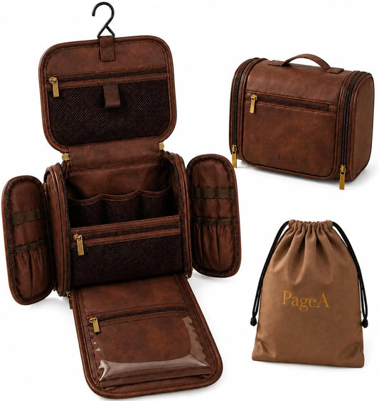 PageA Mens Toiletry Travel Bag, Compact Hanging Dopp Kit