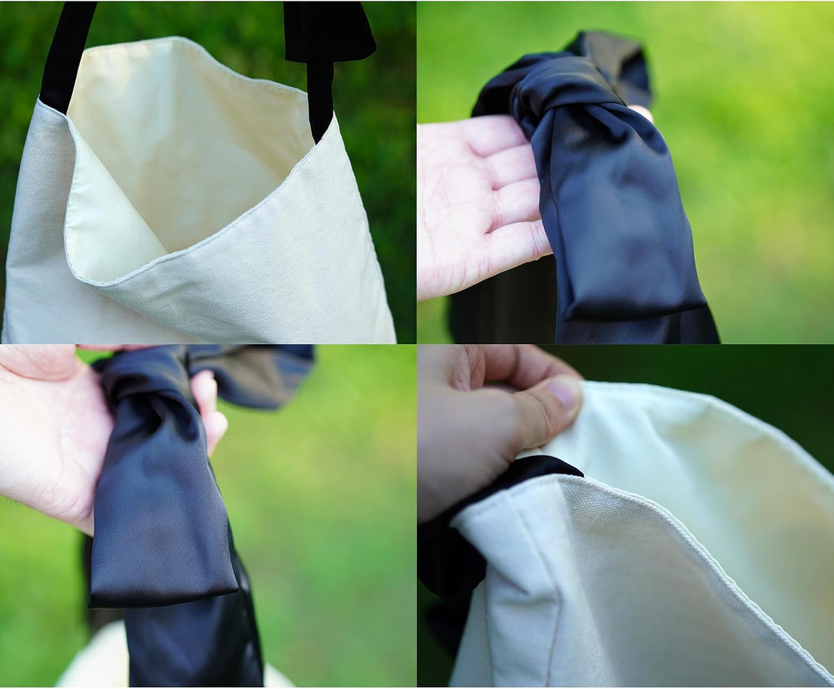 Bow Purse Thick Canvas Tote Bags Blank Aesthetic Coquette Purse with Bow Large
