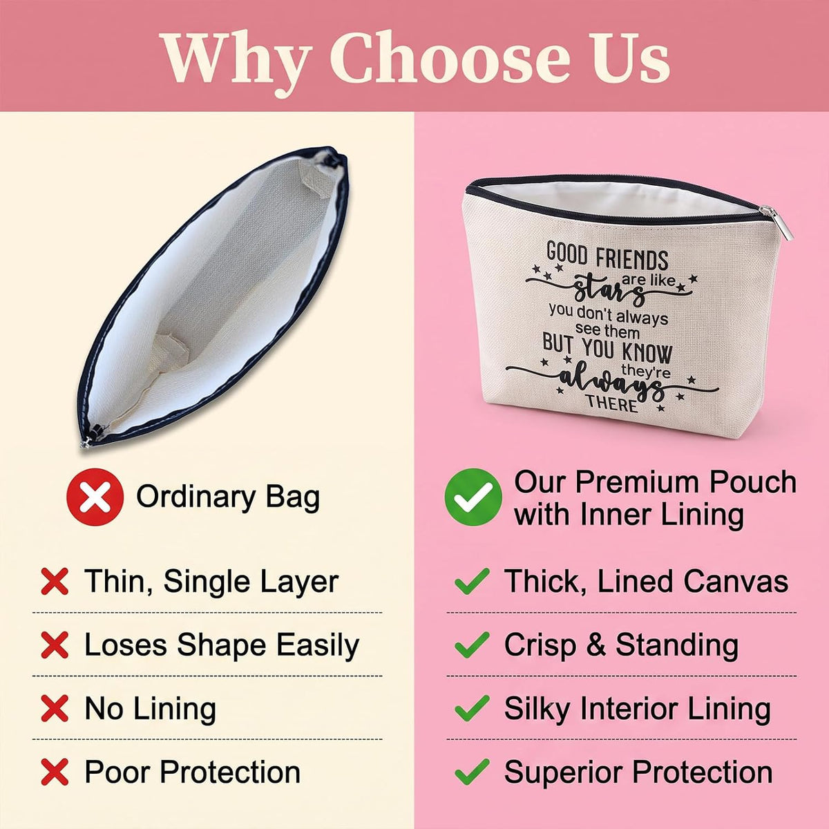 Best Friendship Gifts for Women, Friend Birthday Gifts for Women Makeup Bag