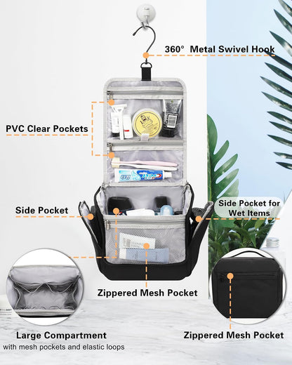 Relavel Hanging Toiletry Bag for Men and Women, Travel Toiletries Bag Water-resistant Large Makeup Cosmetic Organizer Storage, Shaving Dopp Kit Shower Bathroom Hygiene Bags, Carry-on Travel Essentials