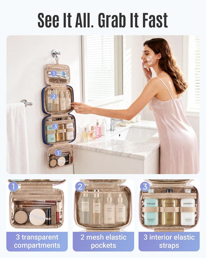 LIGHT FLIGHT Travel Toiletry Bag - Hanging Makeup Organizer for Women & Men