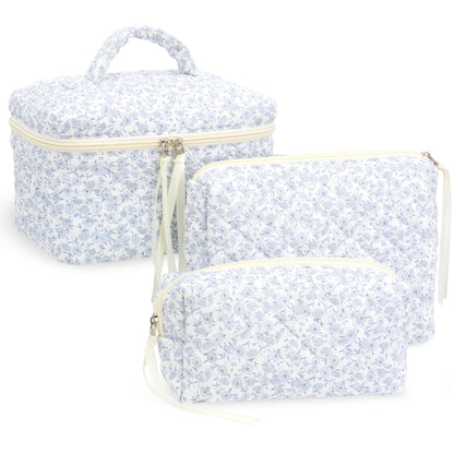 Quilted Makeup Bag for Women, Travel Cosmetic&Toiletry Bag,Gauze Heart