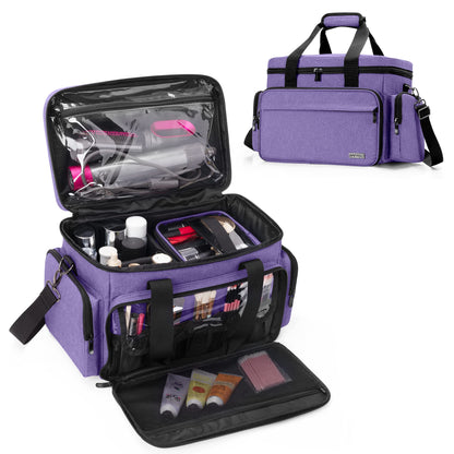 BAFASO Makeup Bag with 2 Removable Pouches and Detachable Dividers, Black