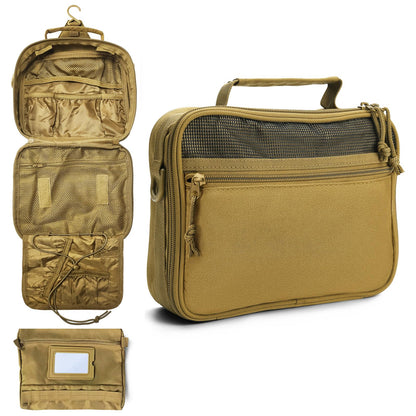 SMONT Toiletry Bag for Men Travel Toiletry Organizer Dopp Kit Travel Organizer Toiletries Tactical Bag Shaving Hygiene Bag Bathroom Hanging Men's Toiletry Bag for Short Trips Brown