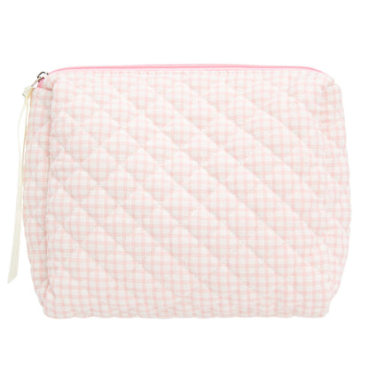 Quilted Makeup Bag for Women, Travel Cosmetic&Toiletry Bag,Gauze Heart
