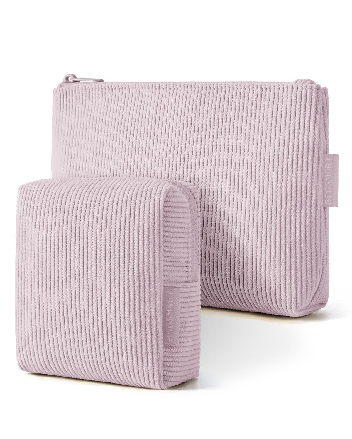 BAGSMART Small Corduroy Makeup Bag, Cosmetic Pouch for Women with Pocket