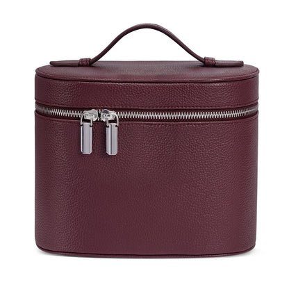 Cosmetic Case, Leather Makeup Bag, Portable Handheld Makeup Case, Detachable Compartments