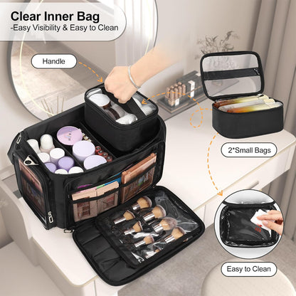 TANTO Large Makeup Bag, Portable Cosmetic Travel Bag for Makeup Artist