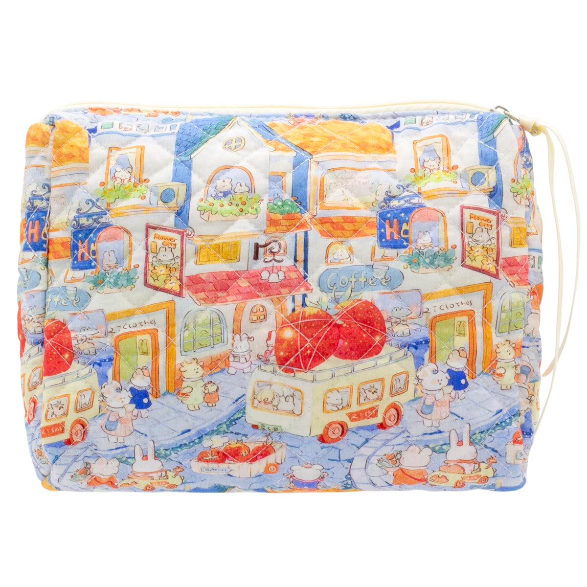 Quilted Makeup Bag for Women, Travel Cosmetic&Toiletry Bag,Gauze Heart