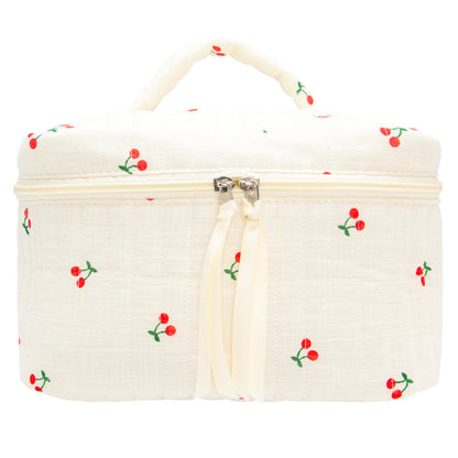 Quilted Makeup Bag for Women, Travel Cosmetic&Toiletry Bag,Gauze Heart