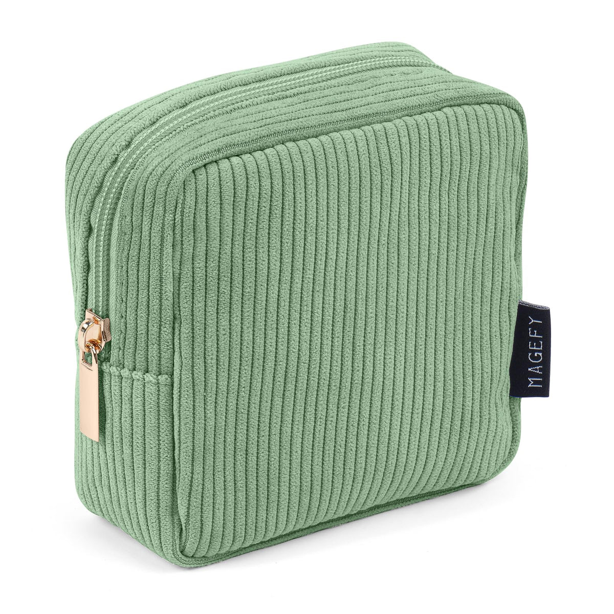 MAGEFY Small Makeup Bag for Purse Mini Cosmetics Bag Corduroy Cute Cosmetic Pouch for Women with Slip-in Pockets