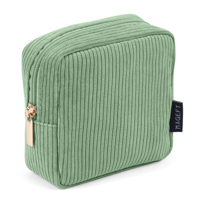 MAGEFY Small Makeup Bag for Purse Mini Cosmetics Bag Corduroy Cute Cosmetic Pouch for Women with Slip-in Pockets