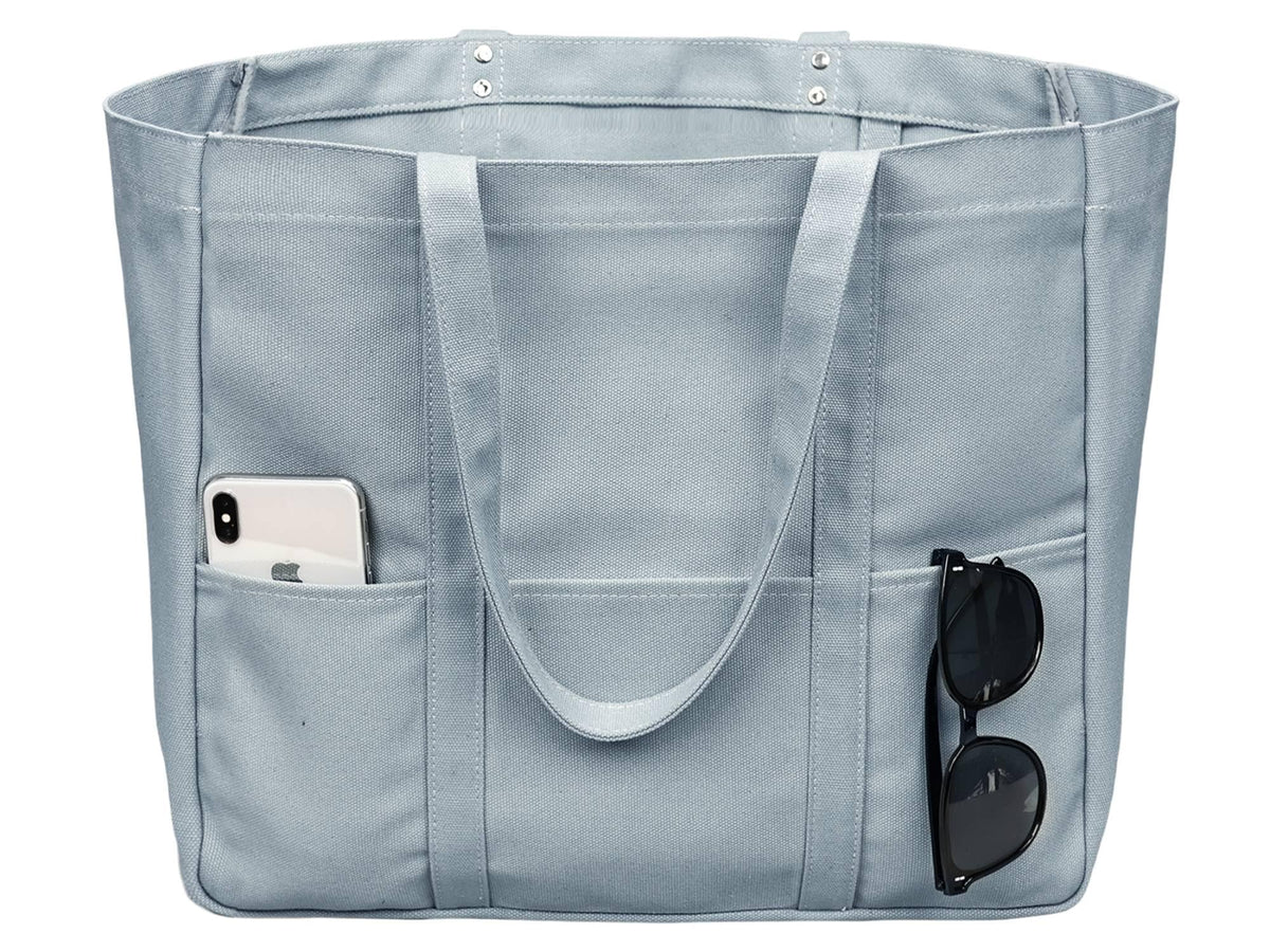 Canvas Tote Bag For Women Large Everything Bag with Pockets and Laptop Sleeve Utility Work Tote