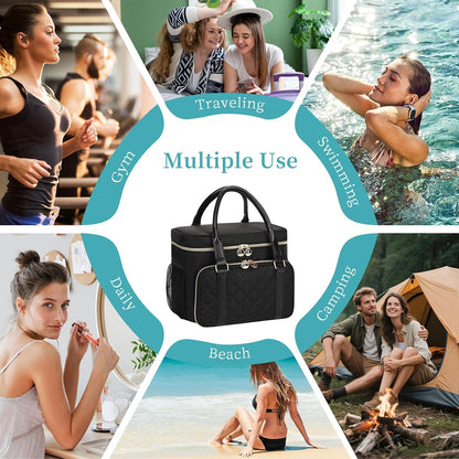 Bagmoly Travel Toiletry Bag for Women Girls, Large Makeup Bag, Black