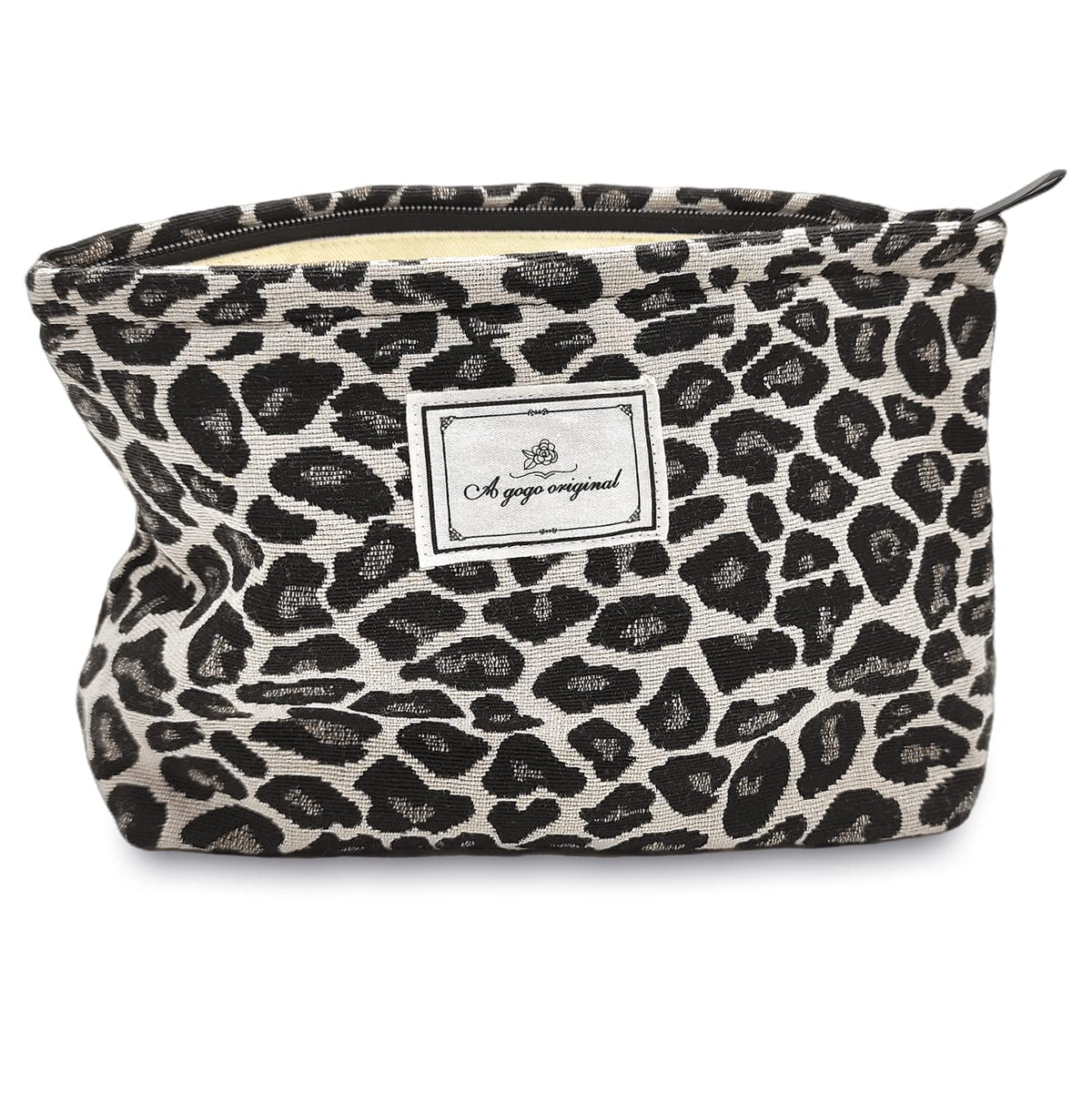 STARDW Leopard Makeup Bag Organizer Cosmetic Bags for Women and Girls,Travel Toiletry Bag Large Capacity Canvas Makeup Zipper Pouch, Purse Organizer Pouches (Brown Leopard)