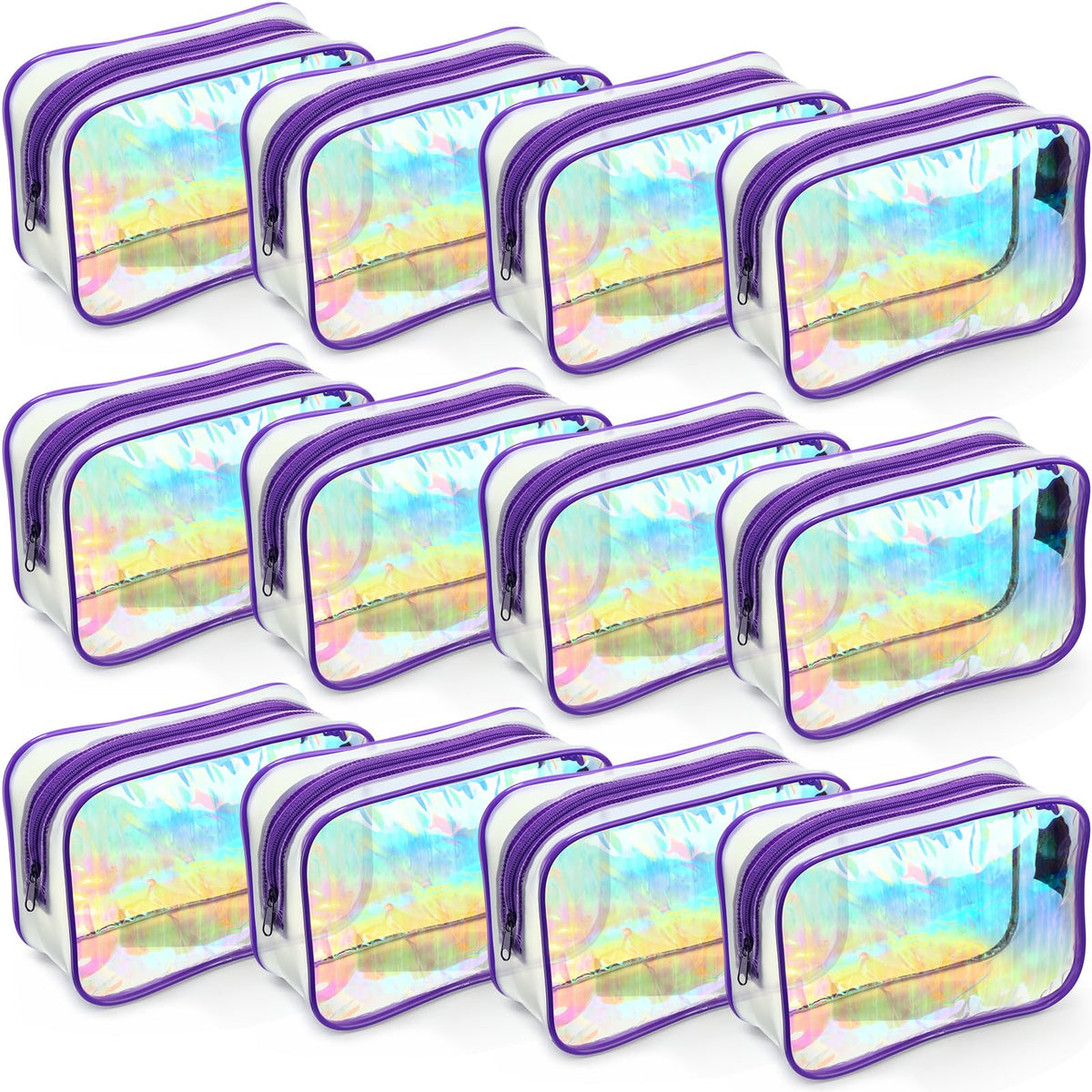 Weewooday 12 Pcs Clear Cosmetic Bags PVC Zipper,None