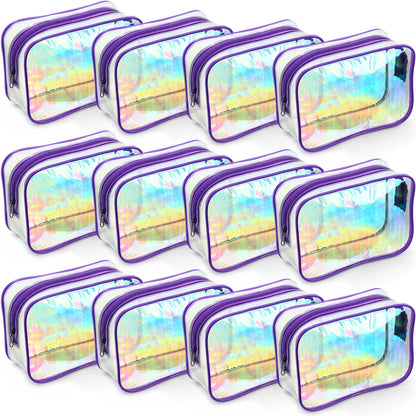 Weewooday 12 Pcs Clear Cosmetic Bags PVC Zipper,None