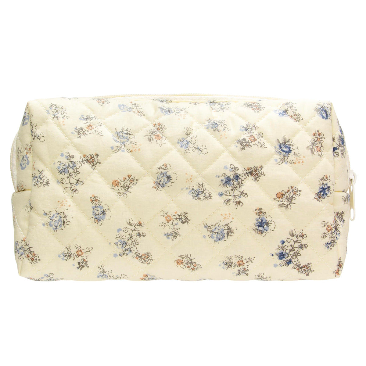 PAZIMIIK Small Quilted Makeup Bag,Zipper Cosmetic Pouch,Grey Floral