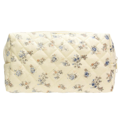 PAZIMIIK Small Quilted Makeup Bag,Zipper Cosmetic Pouch,Grey Floral