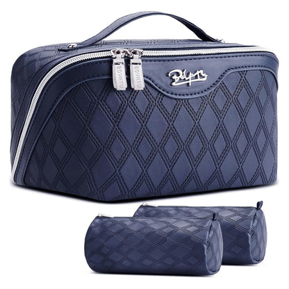 BOYATU Travel Makeup Bag Organizer: 3 Pcs Leopard Cometic Bag Set for Women