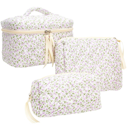 Quilted Makeup Bag for Women, Travel Cosmetic&Toiletry Bag,Gauze Heart