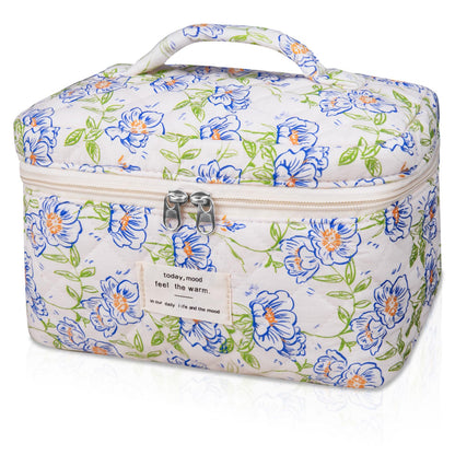 Gosect Large Makeup Bag, Cute Cosmetic Bag for Women Girls, Floral Coquette Aesthetic Toiletry Bag, Travel Make Up Organizer Bag (BDLH)